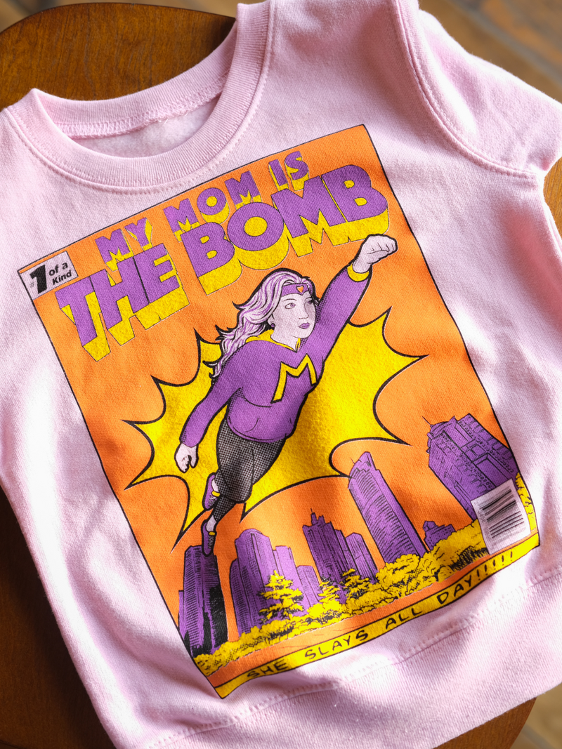 My Mom is the Bomb | Kids Graphic Sweatshirt-sweatshirt-Ambitious Kids