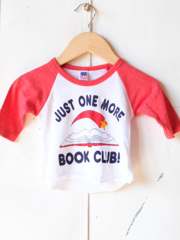 Just One More Book Club | Baby Raglan Tee | Sizes 3M - 24M-3/4 Sleeve-Ambitious Kids