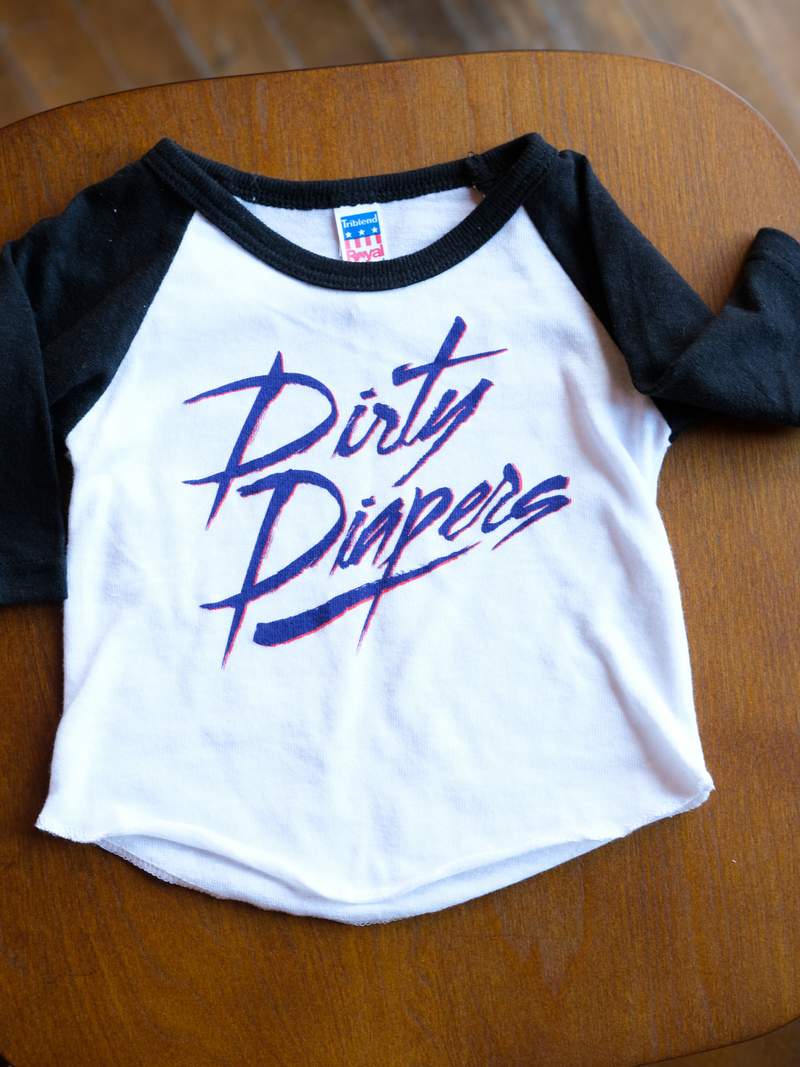 Dirty Diapers | Baby Raglan Baseball Tee | Sizes 3M - 24M (New!)-Tees-Ambitious Kids