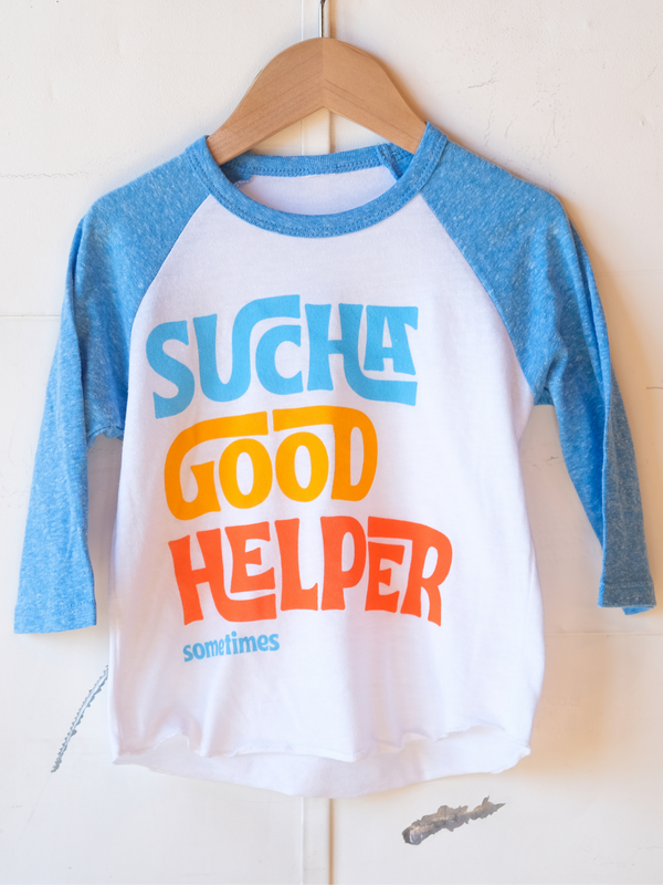 Sucha Good Helper | Raglan Baseball Tee | Sizes 2T - YS-3/4 Sleeve-Ambitious Kids