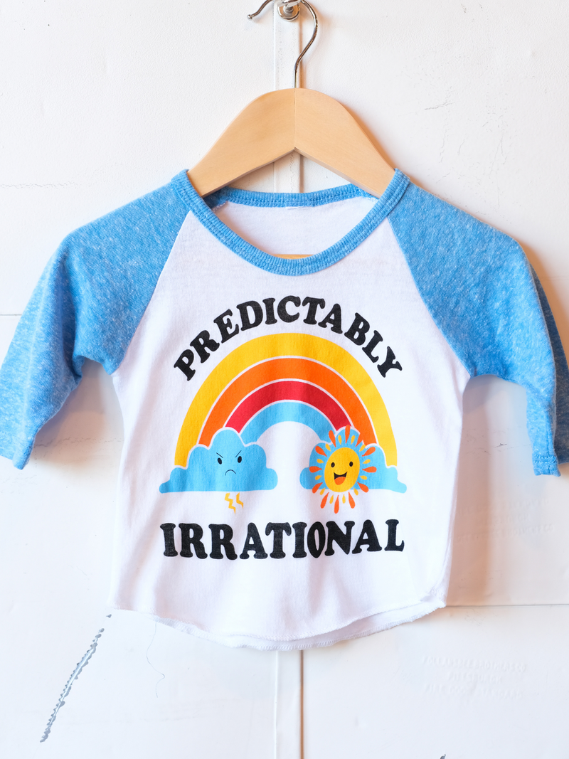 Predictably Irrational | Baby Raglan Baseball Tee | Sizes 3M - 24M (New!)-Tees-Ambitious Kids