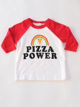 Pizza Power | Kids Baseball Tee-3/4 Sleeve-Ambitious Kids